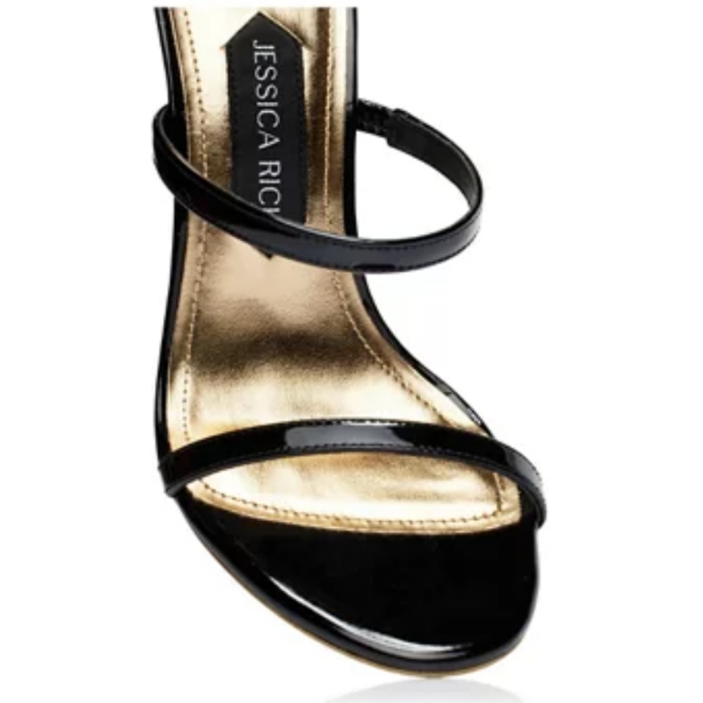 Jessica Rich Gold Black Goddess Heeled Stiletto Sandals - Picture 5 of 9